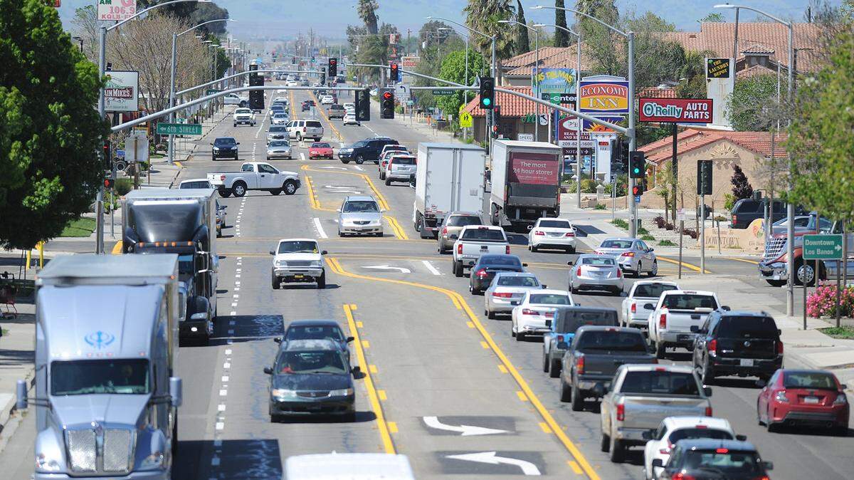 The traffic on Pacheco Boulevard also known as Highway 152 through Los Banos is heavy most days. Most locals find ways to navigate through town without using the highway.