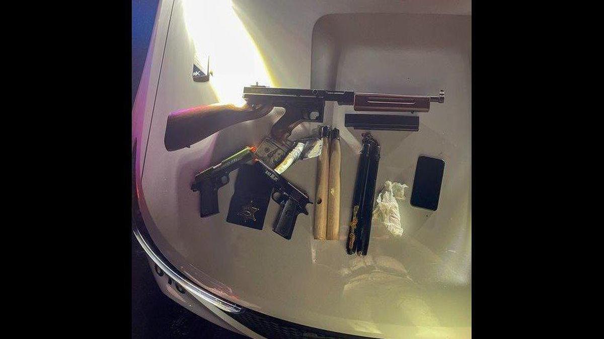 A 36-year-old Merced man was arrested by deputies on Sunday, after they located suspected drugs, airsoft guns and nunchaku weapons inside a vehicle after a pursuit, according to the Merced County Sheriff’s Office. Image courtesy of Merced County Sheriff’s Office.