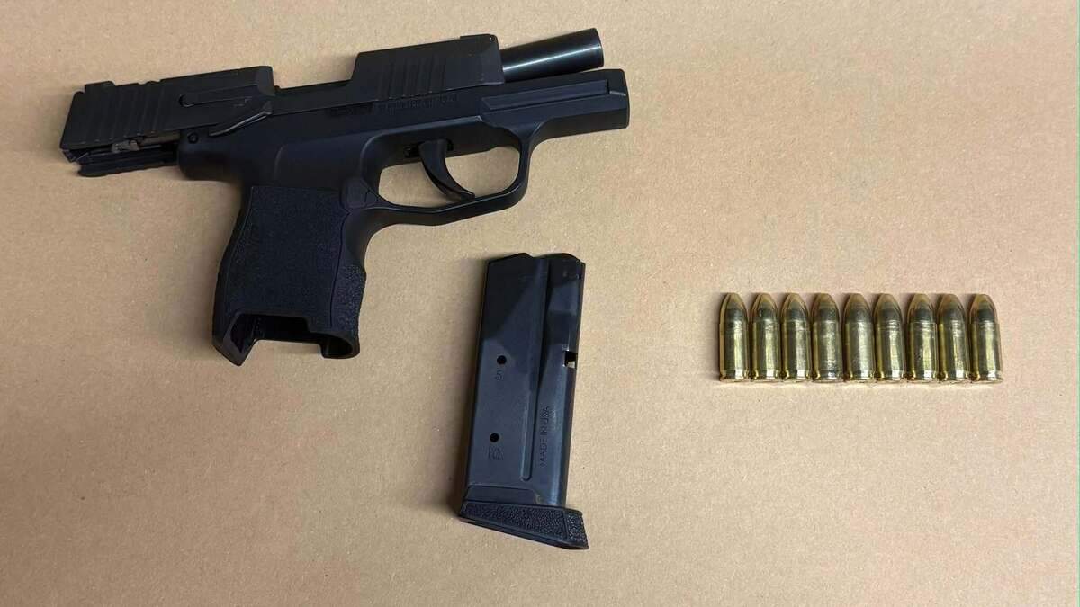 Hector Martinez Jr., 23, of Santa Nella faces gun charges after he was found with this loaded firearm.