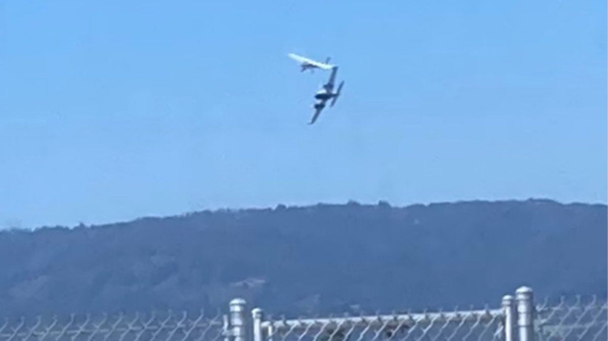 A witness who observed the Aug. 18, 2022 crash captured an image of the planes over Watsonville Municipal Airport.