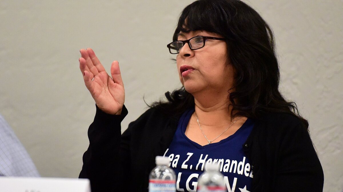 District 5 candidate Lea Hernandez Holguin speaks during a candidates question-and-answer session on Tuesday, May 15, 2018, at the Merced County Association of Realtors meeting.