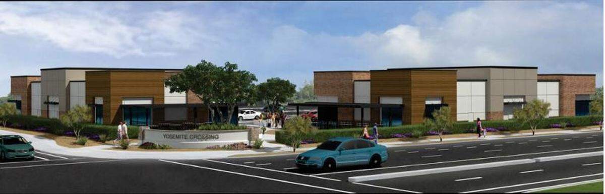 A rendering of the Yosemite Crossing development at Yosemite Avenue and G Street.