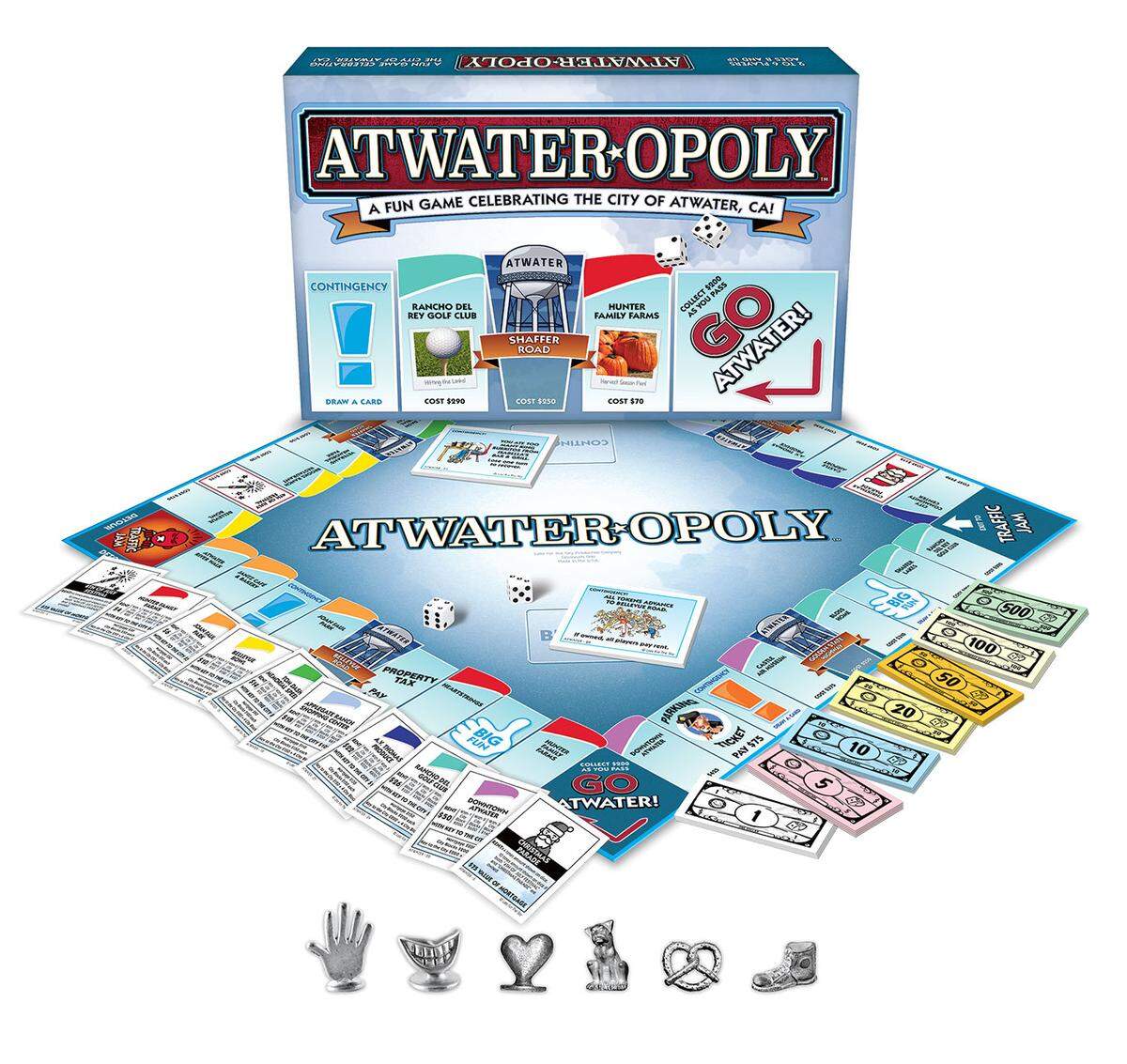 This Monopoly-based boardgame, Atwater-opoly, was released for purchase at the Atwater Walmart in April 2019, according to a news release from Cincinnati-based game creator Late for the Sky.