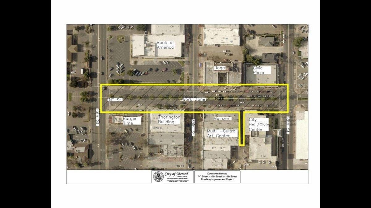 The N Street Improvement Project is expected to increase parking as well as improving lighting and sidewalk along N Street between West 16th Street and West 18th Street in downtown Merced, according to city officials. Image courtesy of City of Merced.