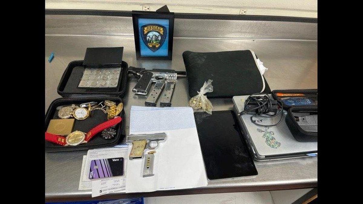 A 39-year-old man was arrested in Merced on Friday after officers located loaded handguns and stolen property during a search in the 2000 block of East Childs Avenue, according to a Merced Police Department news release. Image courtesy of Merced Police Department.