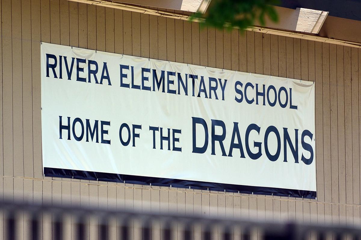 A sign at Rivera Elementary School on Sunday, July 1, 2018.