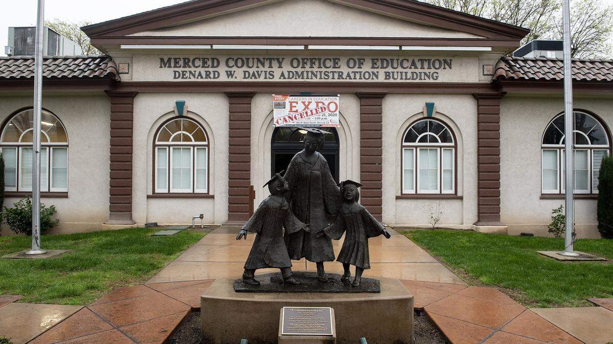 The Merced County Office of Education in Merced, Calif., on Monday, March 16, 2020.