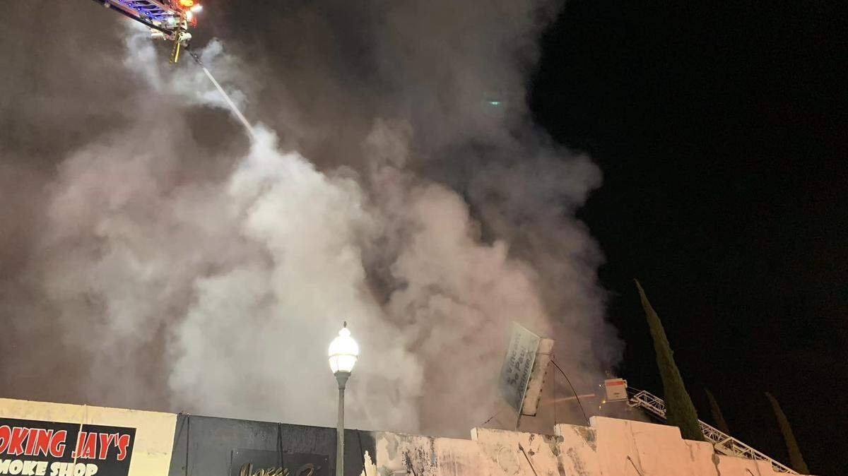 Firefighters responded to a large fire on the edge of downtown Merced the night of Jan. 26, 2023.