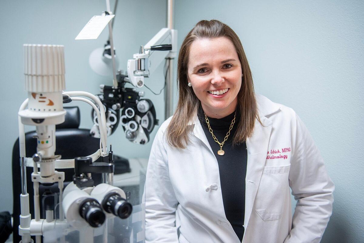 Ophthalmology physician assistant Stephanie Schick, inside the office of Dr. Harold Schick, MD, in Merced, Calif., on Friday, March 14, 2025.