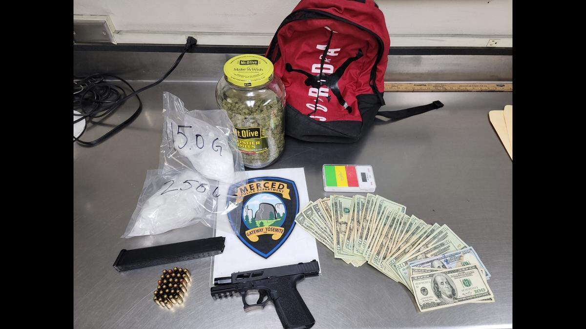 A 32-year old suspect was arrested after a search of his vehicle uncovered a loaded firearm and over 350 grams of methamphetamine in Merced on Friday, Oct. 15, 2021, according to police.