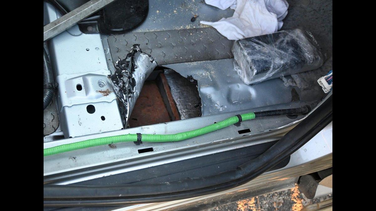 A driver was arrested on suspicion of drug charges during a July 26 traffic stop on Interstate 5 in Fresno County after a California Highway Patrol officer reported they and a K-9 found suspected fentanyl powder hidden in a compartment under a vehicle’s floor, according to the California Highway Patrol. Image courtesy of California Highway Patrol.