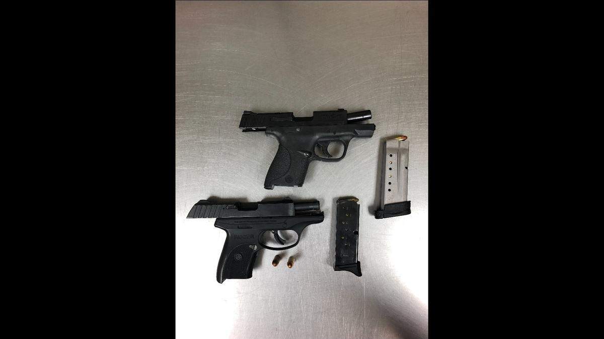 Two suspects were arrested in Merced on Friday, June 4, 2021 after leading police on a lengthy chase. These two handguns were located after a search of the vehicle.