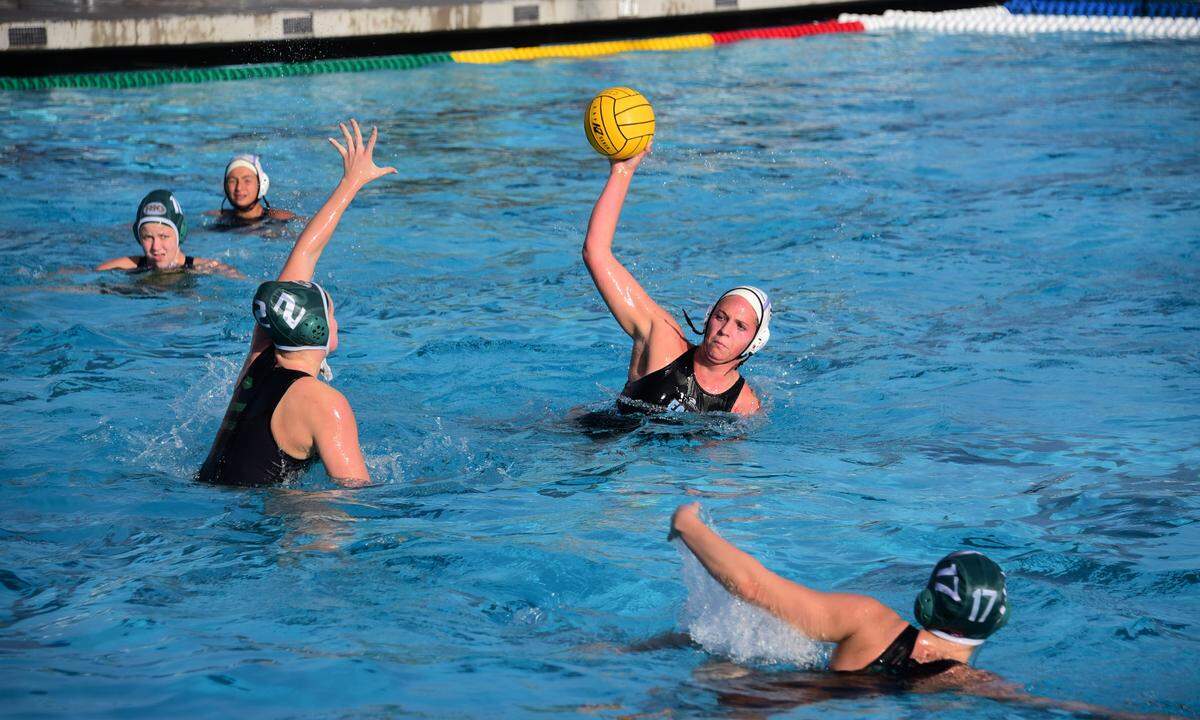 El Capitan junior Kendall Thomas scores on this shot during the first half against Rio Americano in the Sac-Joaquin Section Division II championship game at the Roseville Aquatic Center.