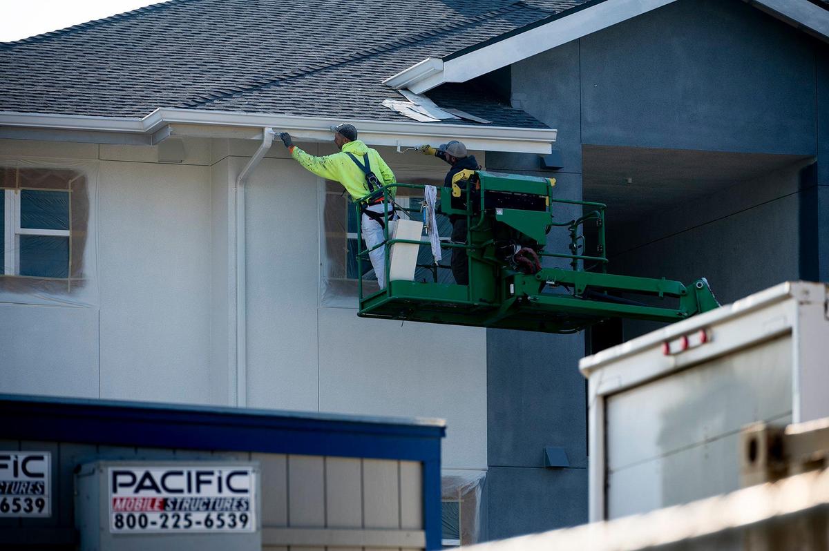 Construction continues on the Childs Court Apartments, an affordable housing project located near the intersection of Childs Avenue and B Street in Merced, Calif., on Thursday, Jan. 20, 2022.