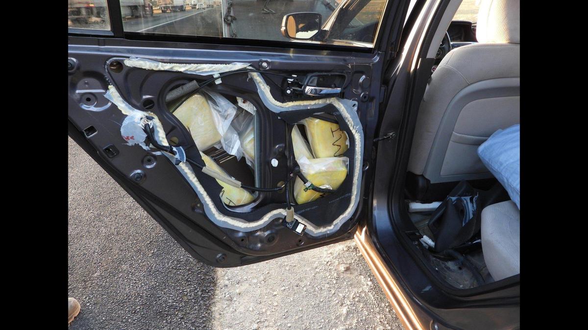 A San Bernardino County man was arrested during a traffic stop along Interstate 5 in Merced County on Tuesday, after a California Highway Patrol officer and K-9 “Bruce” located suspected narcotics inside the vehicle, according to the CHP. Image courtesy of California Highway Patrol.