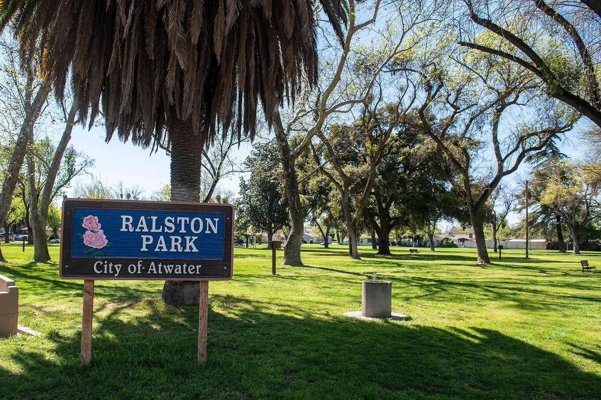 Ralston Park in Atwater, Calif., on Wednesday, April 1, 2020. According to Atwater Police, two suspects were arrested Wednesday morning in connection with a homicide investigation after a woman’s body was found inside a vehicle near the park on March 22.