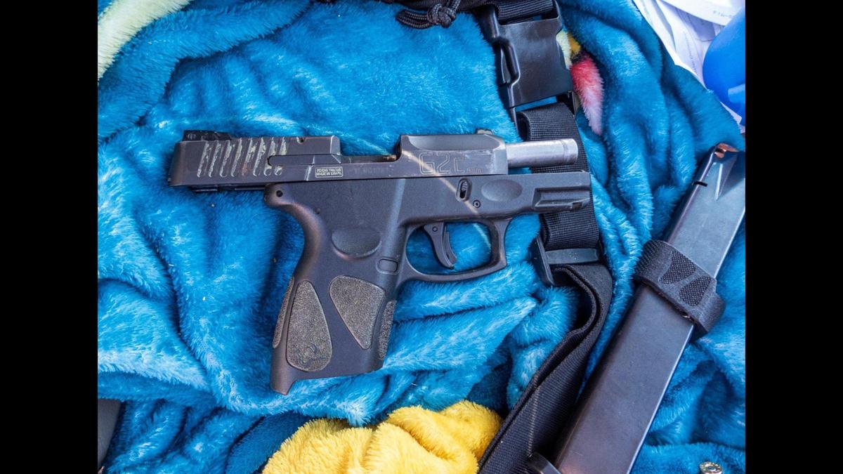 A Washington man was arrested during a Fresno County traffic stop along Interstate 5 on Aug. 3, after a California Highway Patrol officer and K-9 located about 71 pounds of suspected methamphetamine and a stolen gun inside the vehicle, according to the CHP. Image courtesy of California Highway Patrol.
