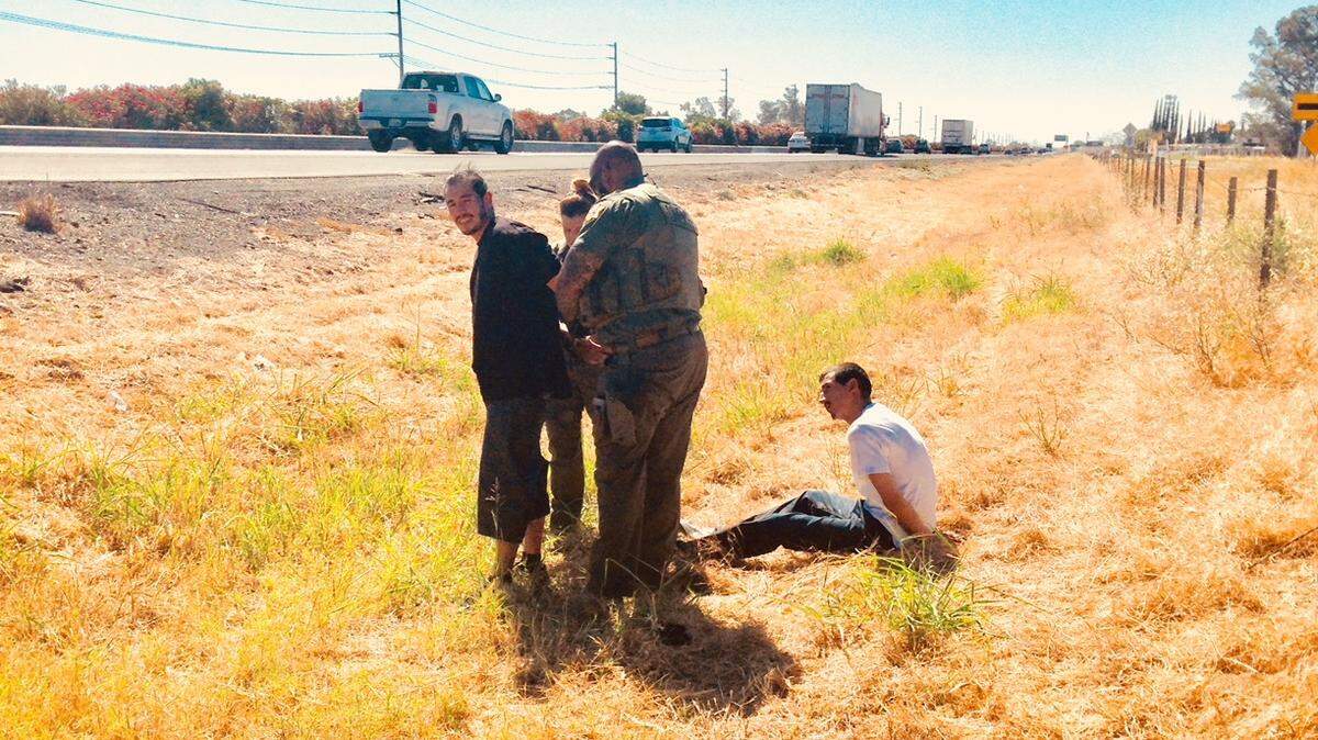 A Merced County sheriff's deputy suffered minor injuries Tuesday chasing a known gang member through a sweet potato field into a canal on the western outskirts of the Beachwood/Franklin area of Merced, according to Sheriff Vern Warnke.