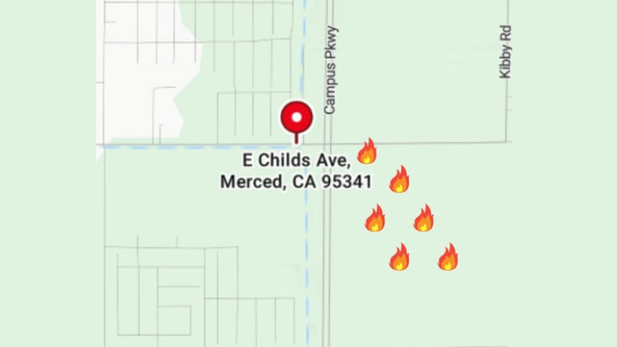 A fire broke out near East Childs Ave. and Campus Parkway in Merced on Sunday, May 17, 2026.