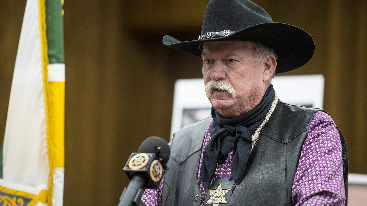Merced County Sheriff Vern Warnke speaks during a news conference at the Merced County Administrative Building in Merced, Calif., on Thursday, Dec. 19, 2019.