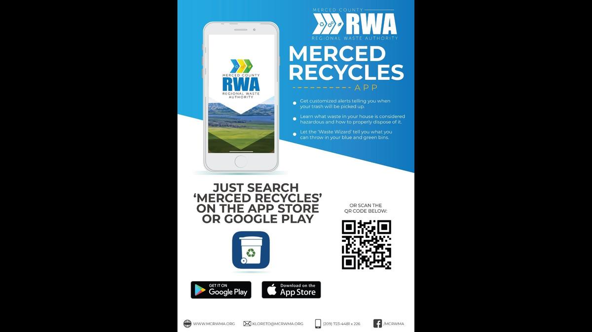 The Merced County Regional Waste Management Authority has released an app to to assist residents in managing household waste. The app can remind users of pick-up schedules and inform them about what items can be recycled, placed in the green bin for composting or placed in the trash, according to a news release. Image courtesy of Merced County Regional Waste Management Authority.