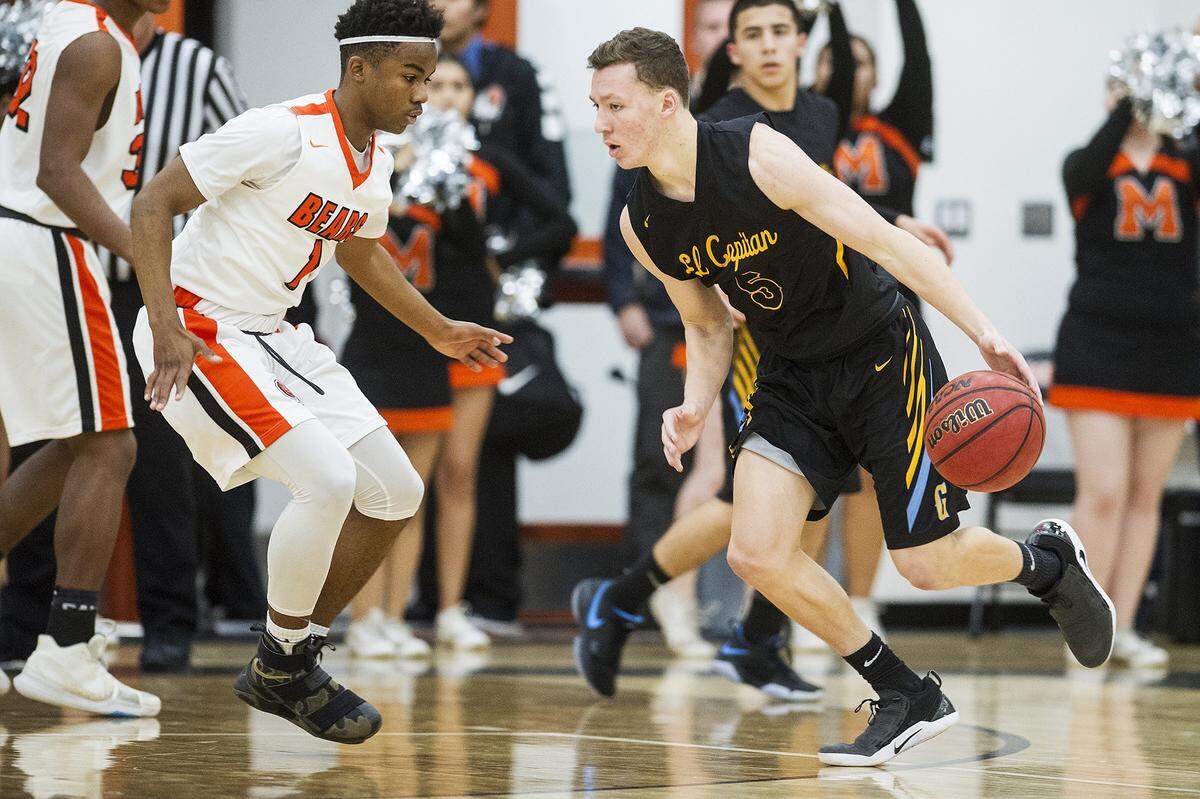 El Capitan’s Dillon Greenwood (5), shown here last year against Merced, has thrived in a larger role for the Gauchos, averaging 14.7 points per game this season.