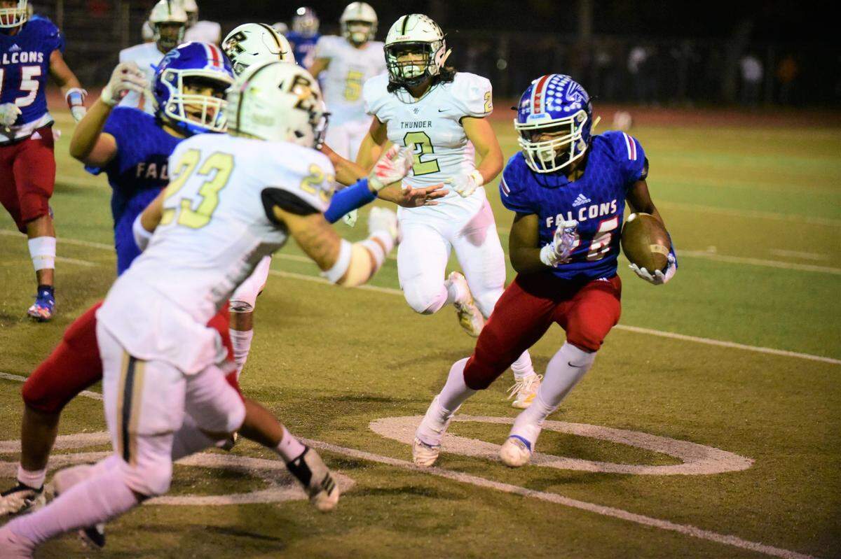 Atwater High running back Charles Jackson runs the ball against Buhach Colony during the Bloss Bowl at Atwater High on Friday, Nov. 1, 2019.
