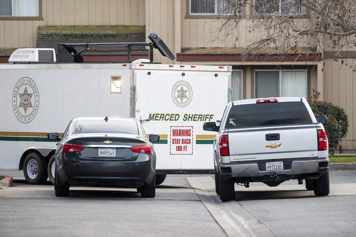 The Merced County Sheriffs Office is investigating after three children were found dead inside a residence at an apartment complex in Le Grand, Calif., on Wednesday, Jan. 12, 2022. According to authorities, a woman was transported to a hospital with life-threatening injuries.