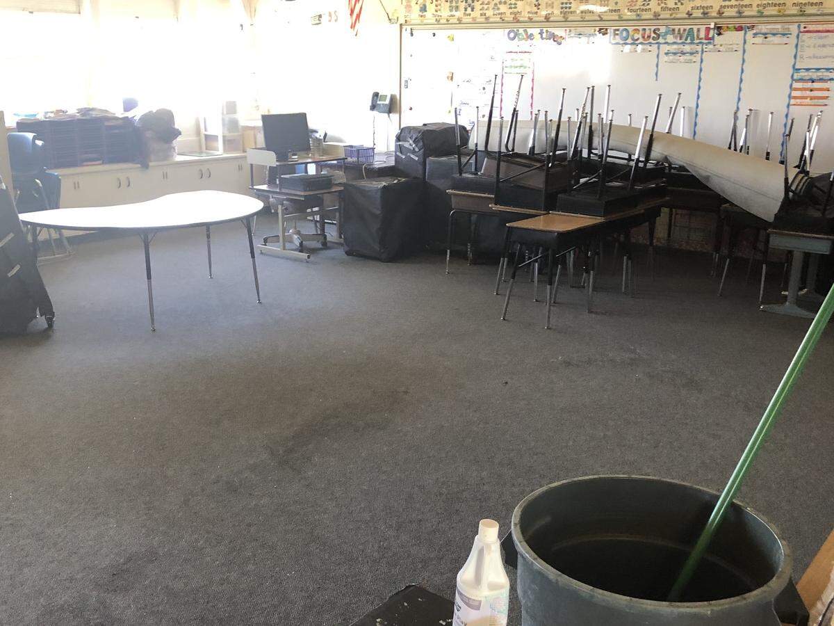 This Burbank Elementary School classroom in Merced was cleaned up Thursday, July 12, 2019, after one or more vandals ransacked it.