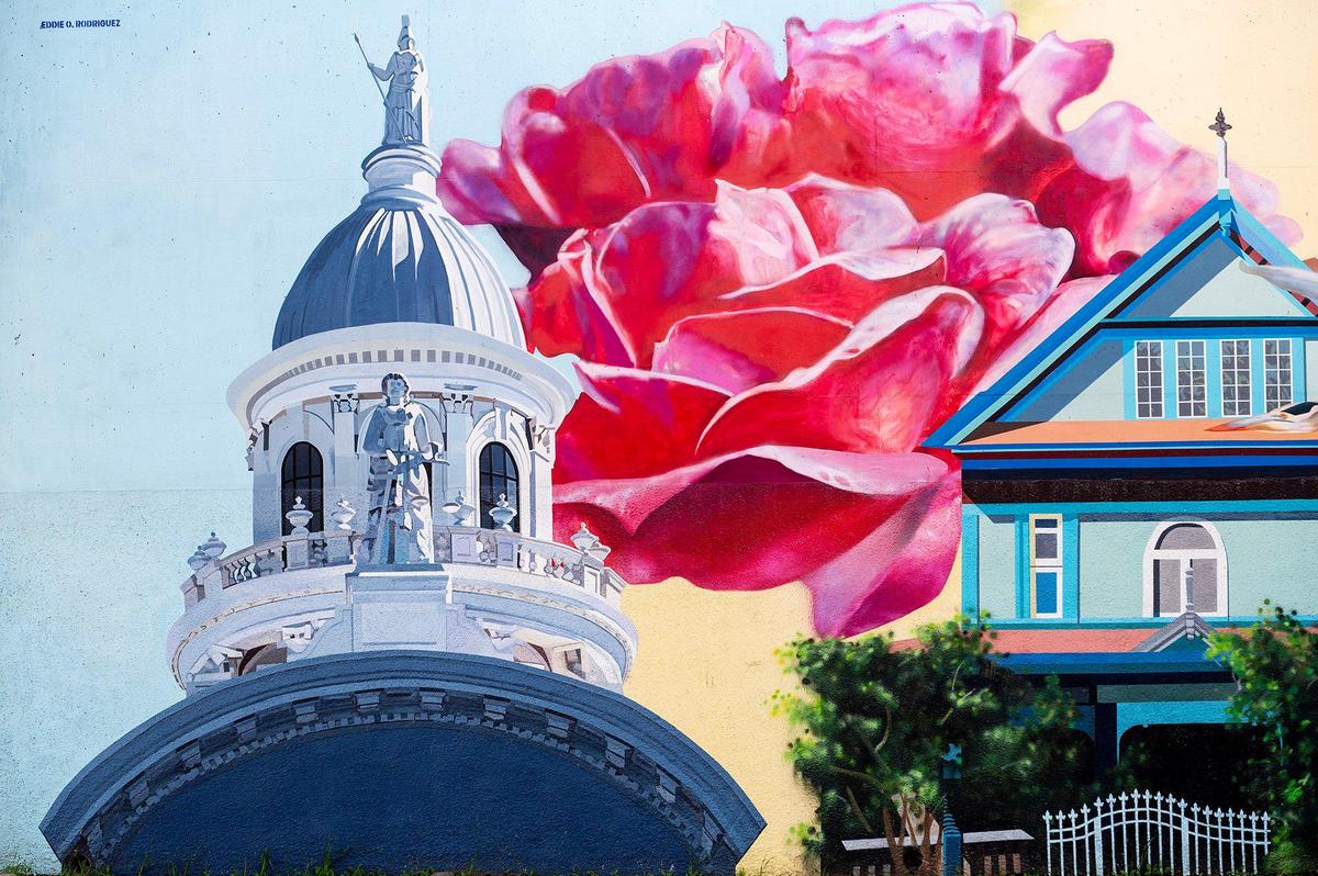 A mural painted by artist Eddie Rodriguez, located along R Street underneath Highway 99 in Merced, Calif., on Friday, Jan. 10, 2025.