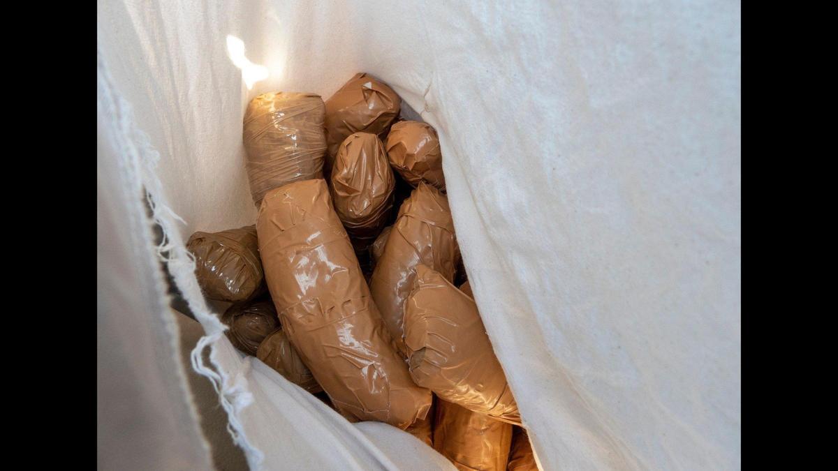 A Washington man was arrested during a Fresno County traffic stop along Interstate 5 on Aug. 3, after a California Highway Patrol officer and K-9 located about 71 pounds of suspected methamphetamine and a stolen gun inside the vehicle, according to the CHP. Image courtesy of California Highway Patrol.