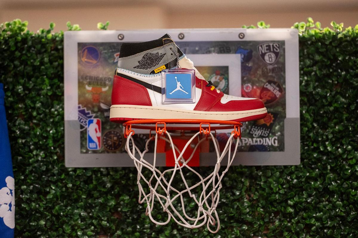 Sneakers for sale are displayed on the wall inside The Come Up Kickz located inside the Marketplace at Merced in Merced, Calif., on Friday, May 16, 2025. The business sells, buys and trades merchandise such as sneakers, collectibles, designer items and clothing.