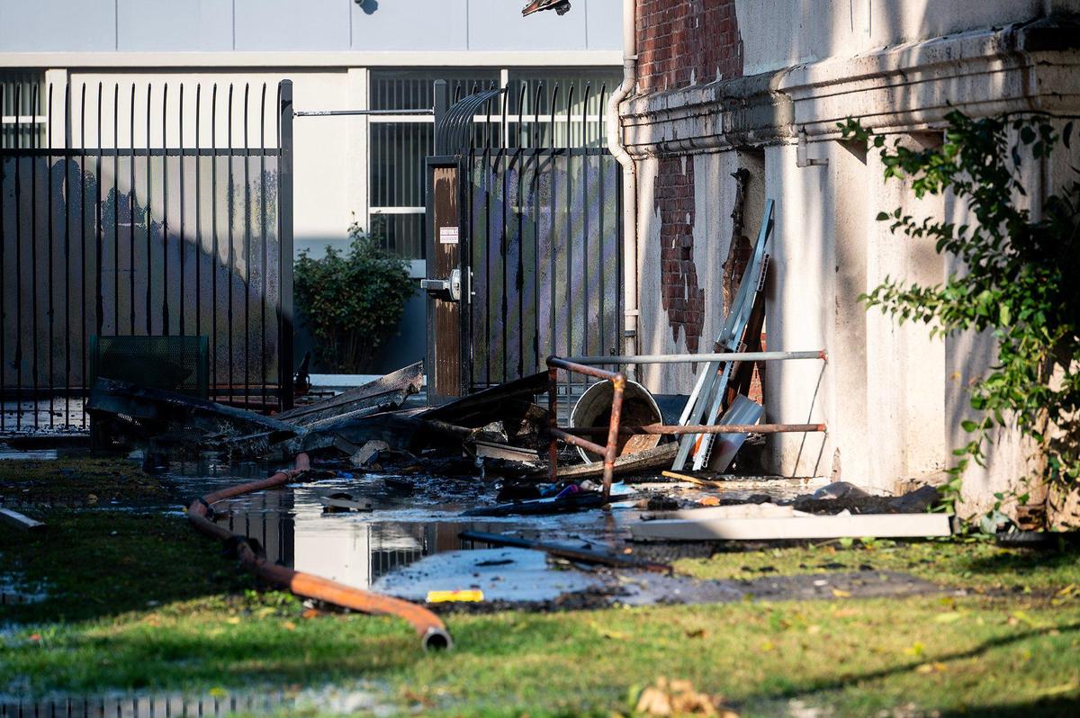 City and county fire crews respond to a structure fire at the historic Merced County High School building located at 2125 M Street in Merced, Calif., on Monday, Dec. 2, 2024. Fire officials said the cause of the fire is under investigation.