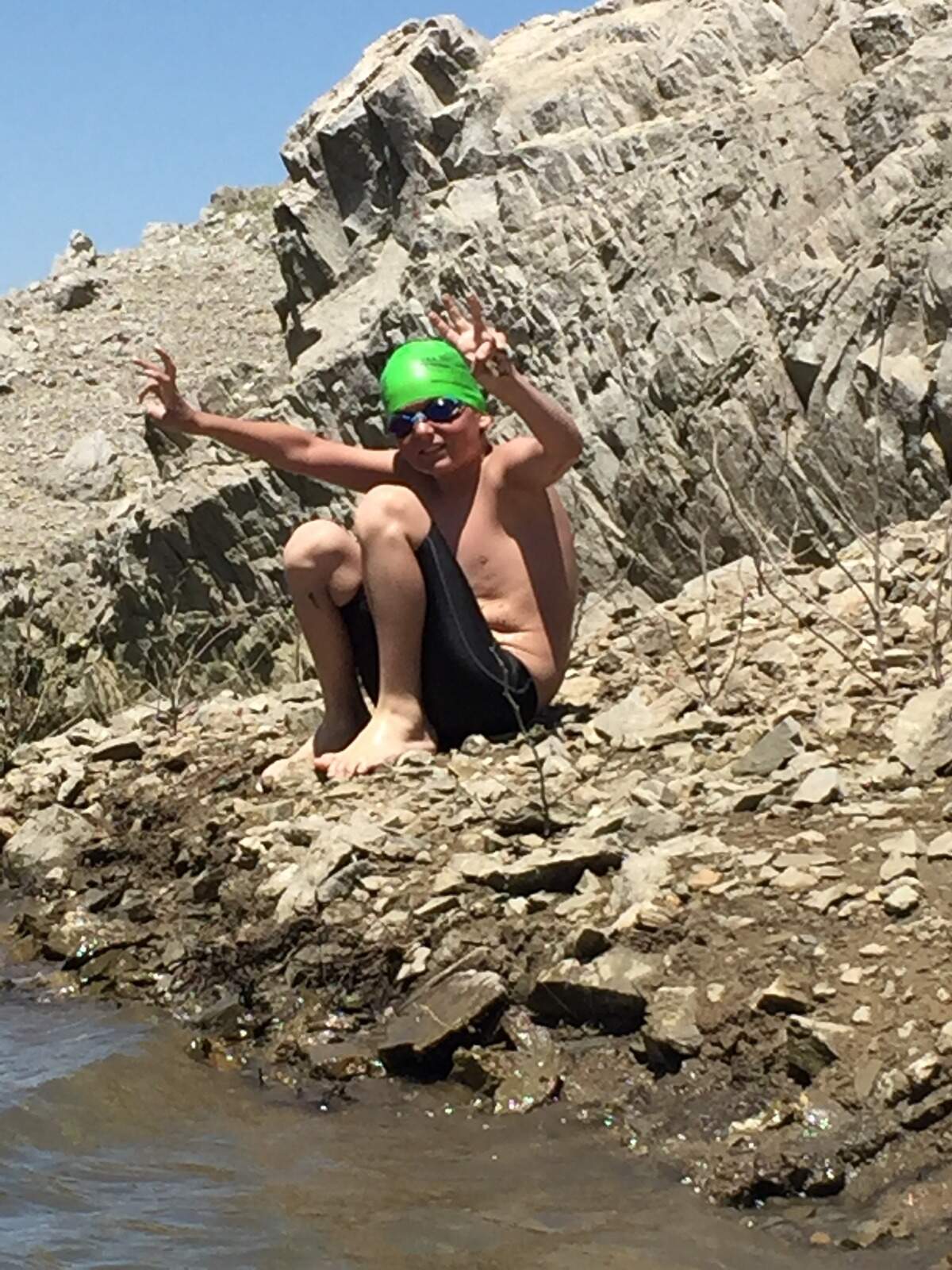 Los Banos’s James Savage become the first person to swim across the San Luis Reservoir on Saturday, May 11, 2019. The 7.3 mile swim took over 5 hours to complete. Savage is just 12 years old.