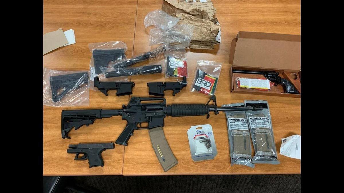 A suspect was arrested Sunday, after officers responded to a domestic fight and located an illegally manufactured AR-15 assault rifle, high capacity magazines and other unmarked parts which could be used to assemble another rifle, according to the Atwater Police Department. Image courtesy of Atwater Police Department.