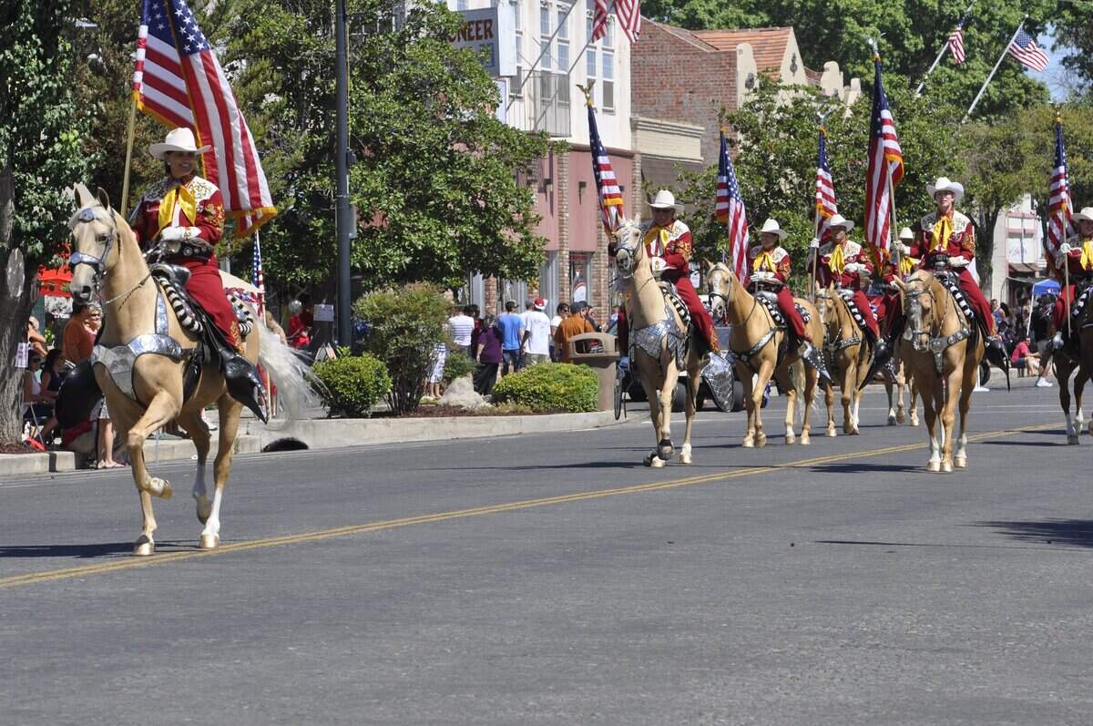 The Merced County Sheriff’s Posse is shown during a past year’s Gustine’s Fourth of July Parade.