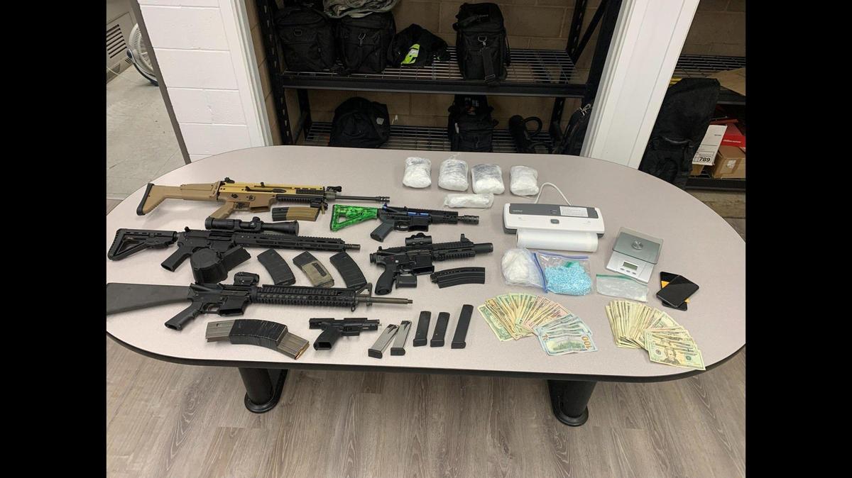 A 19-year-old man suspected of being the driver of a vehicle involved in a hit-and-run collision was arrested Tuesday on several felony charges, after guns and drugs were found in the abandoned vehicle, according to the Chowchilla Police Department. Image courtesy of Chowchilla Police Department.