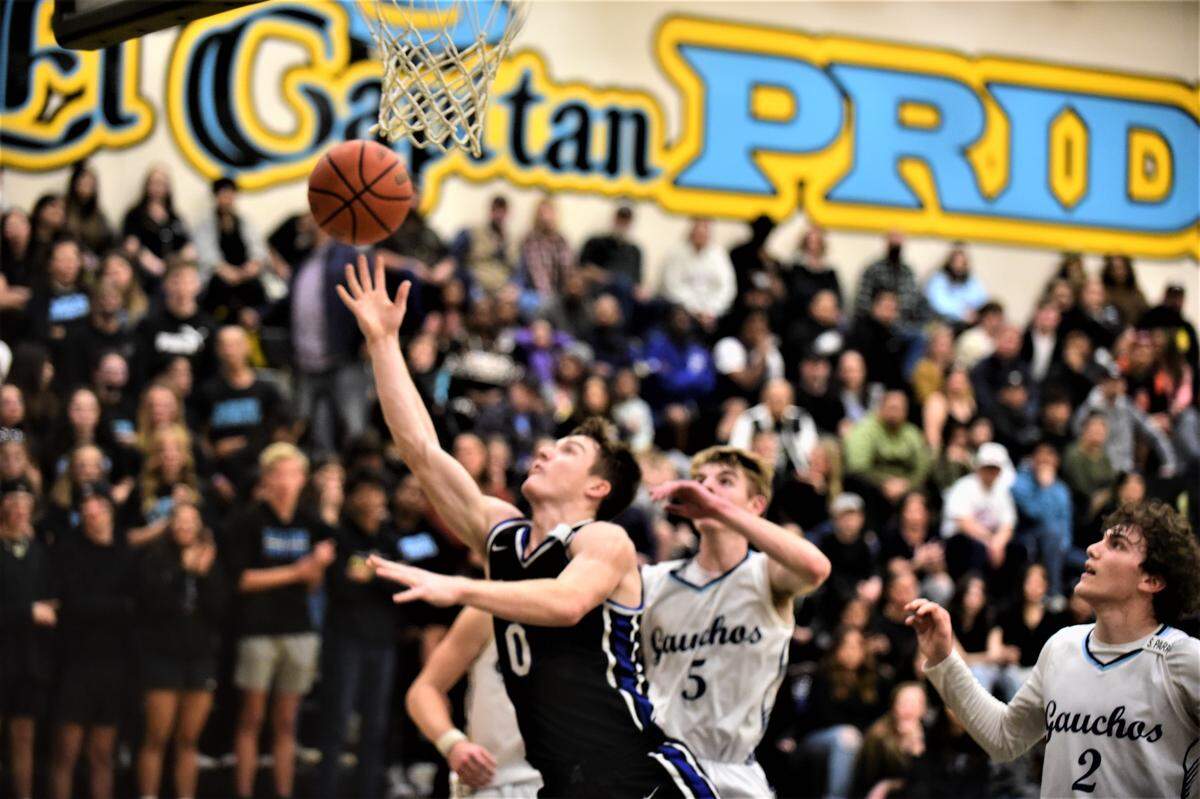 Atwater High senior Colton Dukes (0) goes up for a shot during a game against El Capitan on Friday, Jan. 13, 2023 at El Capitan High School in Merced, Calif.