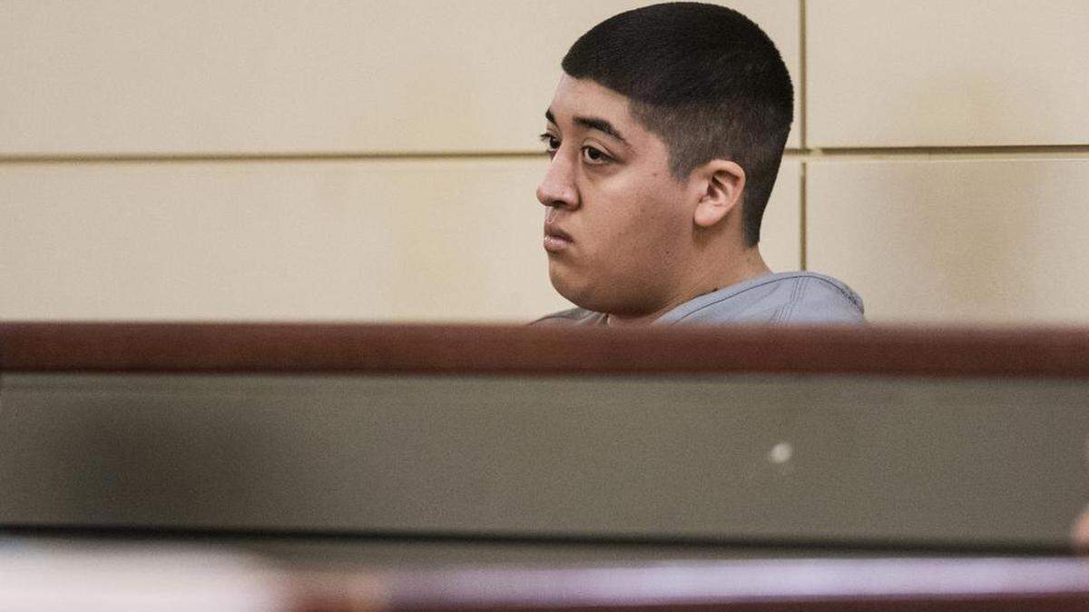 Isaac Gustavo Maldonado, 22, of Livingston, appears before Judge Ronald Hansen during a bail hearing in Merced County Superior Courthouse in Merced, Calif., on Thursday, Jan. 18, 2018. Maldonado has pleaded not guilty to felony hit-and-run and vehicular manslaughter charges in connection with the death of 3-year-old Merced resident Dayveonna Polk.