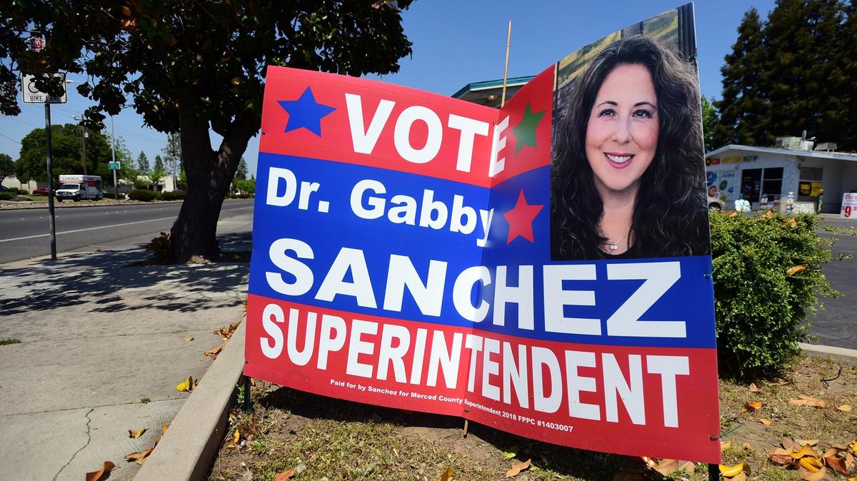 You may have seen election signs -- like this one on G Street and Alexander Avenue on Friday, April 27, 2018 -- for Gabby Sanchez for superintendent of Merced County Office of Education around Merced County, but she has not qualified to be on the ballot, according to the Merced County Registrar of Voters. She did not meet the qualifications set by state law, the registrar said.