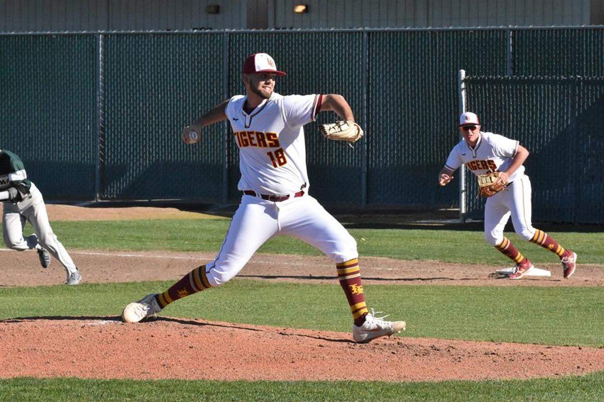 Los Banos High senior Kody Cardoza is 8-1 with a 0.58 ERA for the Tigers this season. Los Banos has won 11 consecutive games and is 15-1 this season.