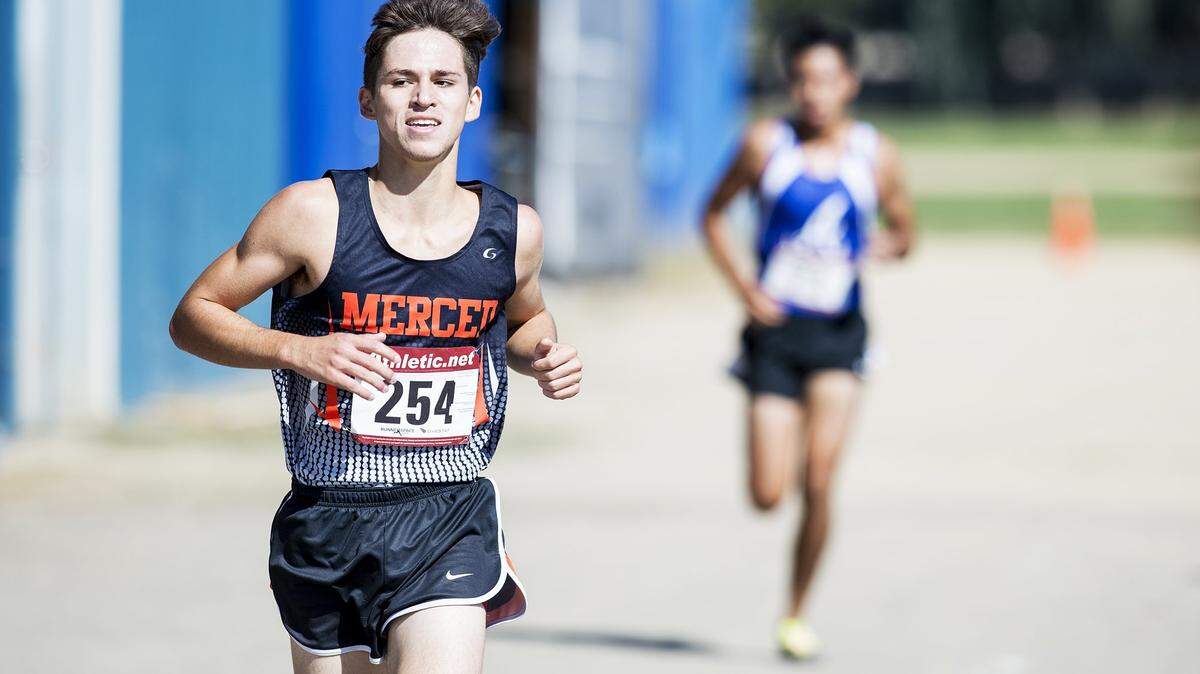 Merced’s Cole McKain leads a 2018 cross country race. McKain on Wednesday, Oct. 9, 2019 got his second win in as many Central California Conference center meets.
