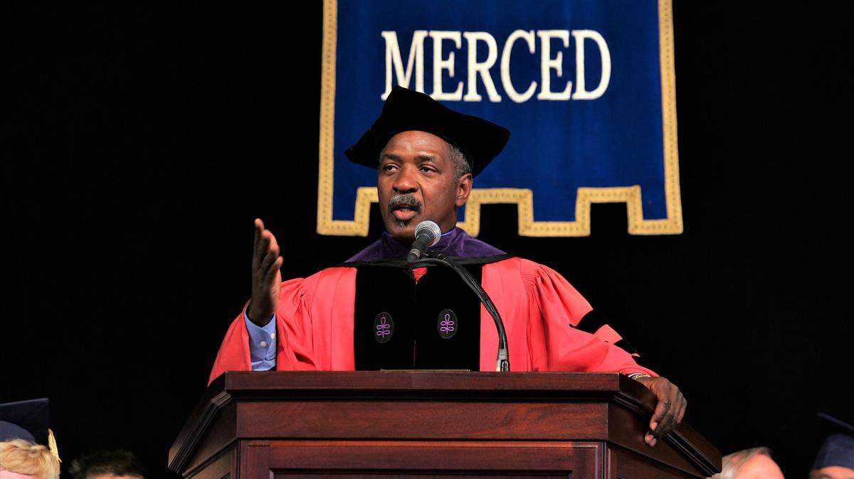 Merced native Charles Ogletree, seen here speaking at UC Merced, died on Friday, Aug. 4 , 2023. Ogletree had a distinguished law career, became a Harvard Law professor and  mentored President Barack Obama and first lady Michelle Obama.