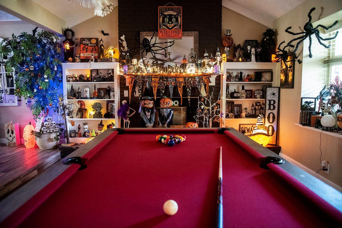 Halloween decorations inside the home of Ken and Harmony Anderson on Oregon Drive in Merced, Calif., on Thursday, Oct. 20, 2022.