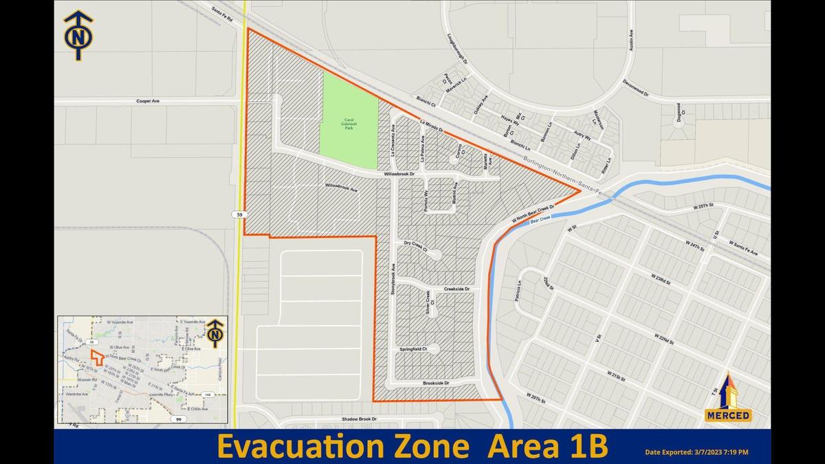 Evacuation warnings have been lifted for some areas near Bear Creek, according to the City of Merced. Images courtesy of City of Merced.