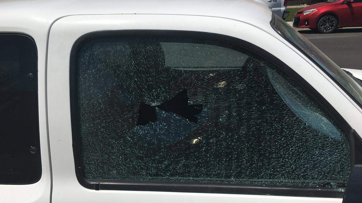 This car was reportedly shot with a suspected BB gun the early morning of Sunday, July 22, 2018, in Los Banos. At least 10 cars in several neighborhoods were damaged, police said, asking residents to look at their surveillance videos for any clues on the crime.