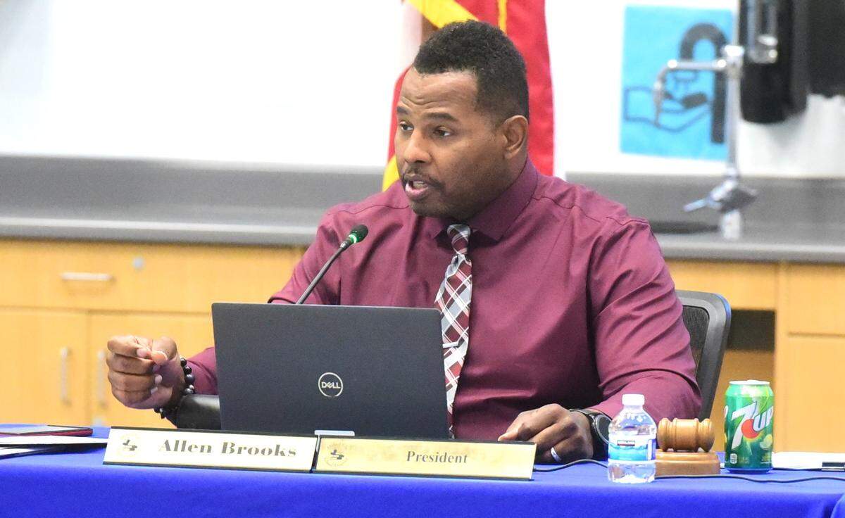 Merced City School Board president Allen Brooks speaks during a school board meeting on Tuesday, June 11, 2024 in Merced, Calif.