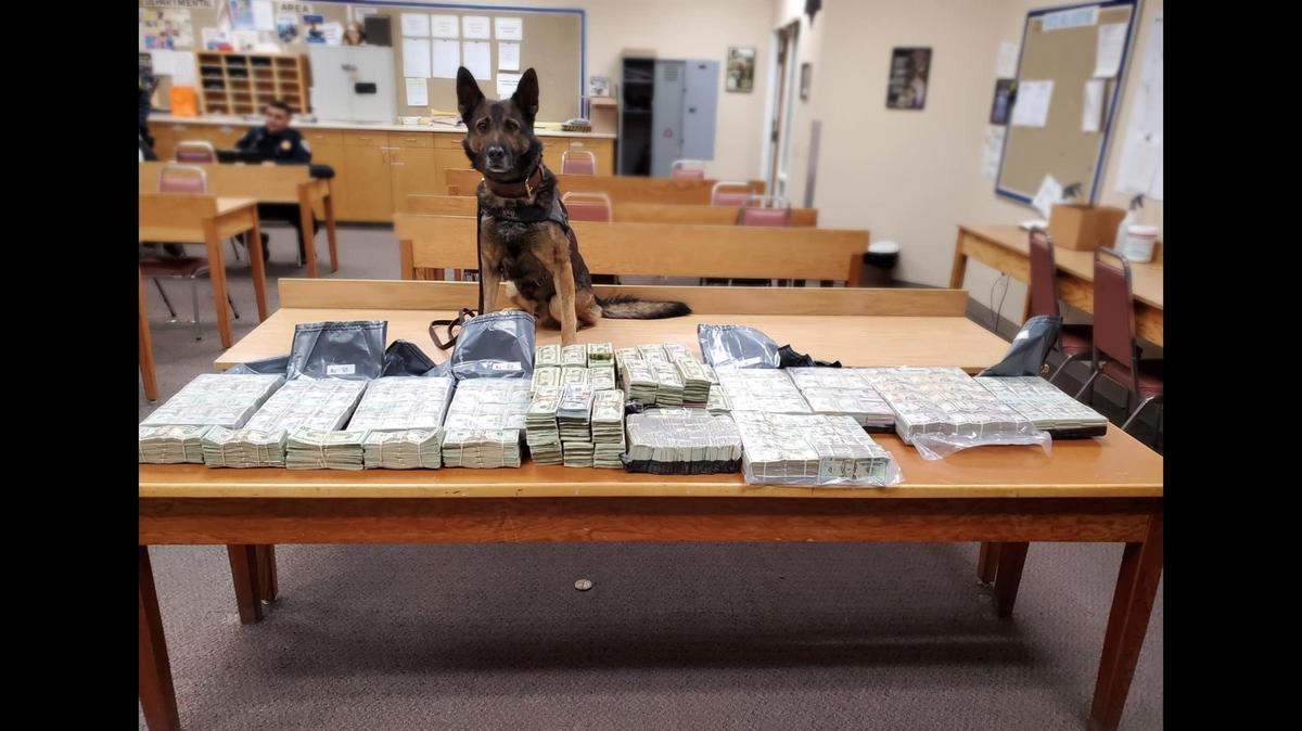 A Fresno County traffic stop led to the discovery of more than $1 million in currency believed to be derived from the sale of narcotics, according to the California Highway Patrol. Image courtesy of California Highway Patrol.