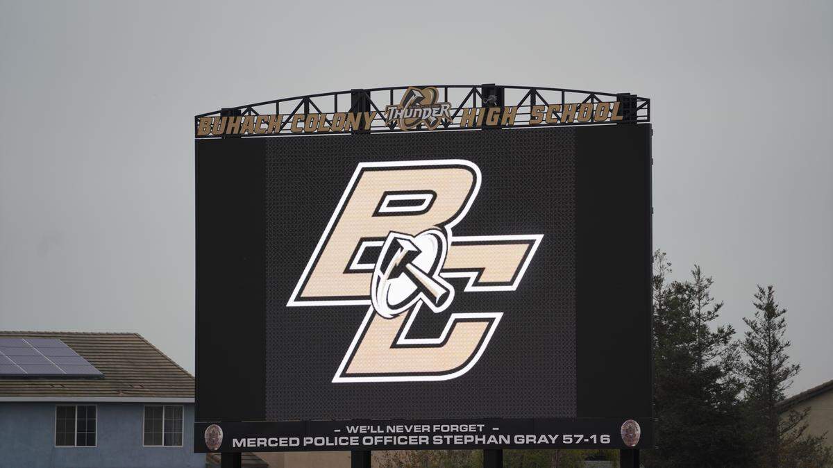 The Merced Union High School District held a ribbon-cutting event for the unveiling of the stadium at Buhach Colony High School on Thursday, Dec. 11, 2025.