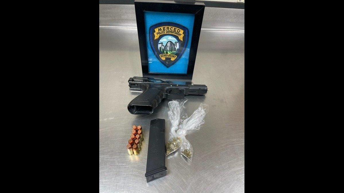 A Merced traffic stop led to the arrested of a 24-year-old gang member found to be driving on a suspended license, according to the Merced Police Department. Authorities said during the arrest, an officer found a loaded gun in the man’s waistband. Image courtesy of Merced Police Department.